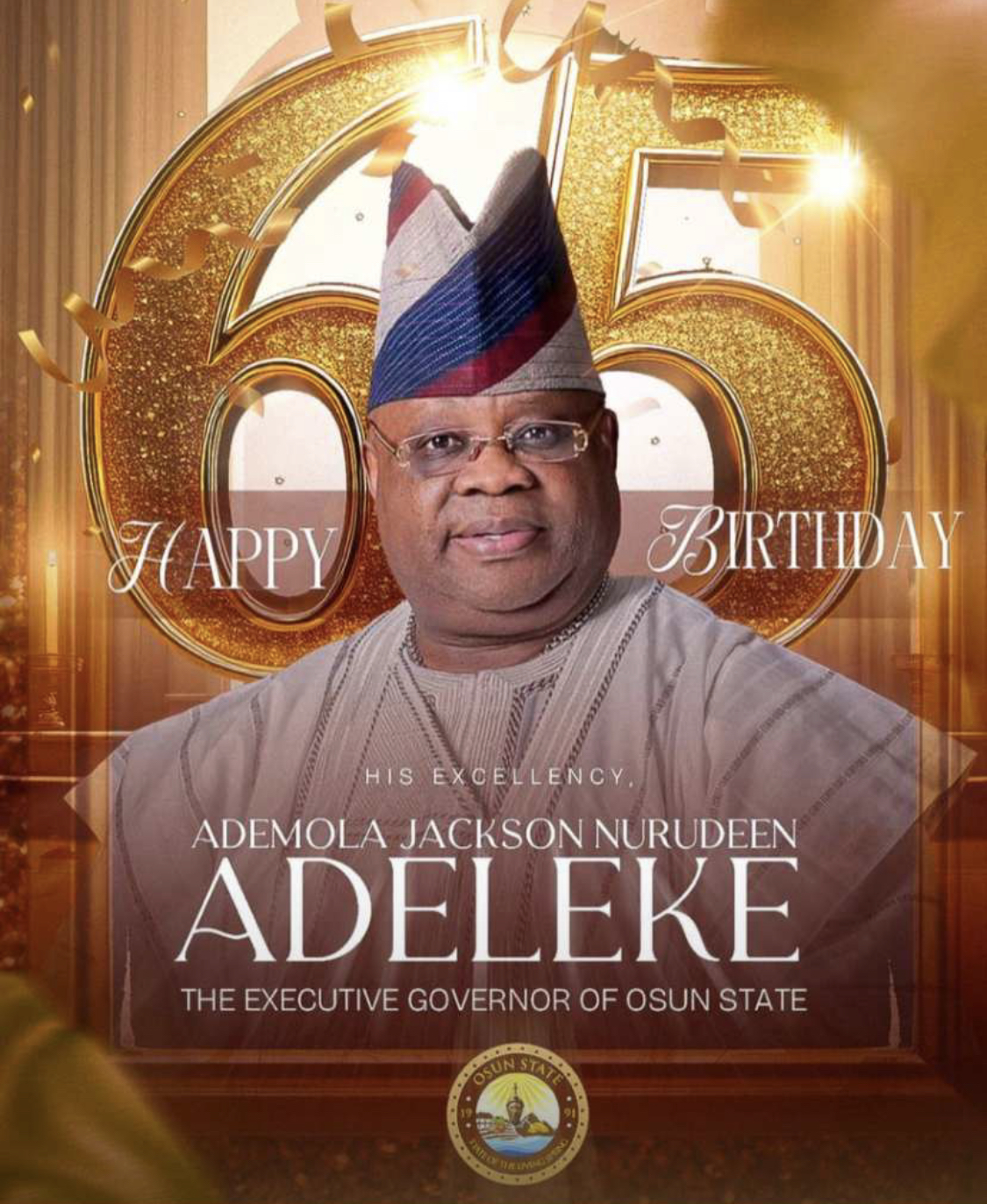 Osun State Governor, Ademola Adeleke Celebrating 65 Birthday 